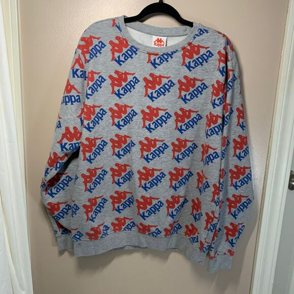 Kappa All Over Print Sweatshirt Men’s Size Medium Grey Girls Logo - Picture 1 of 8